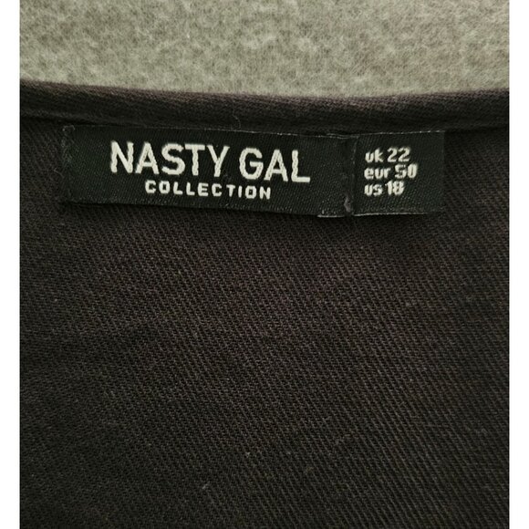 Nasty Gal Maxi Wrap Dress Black Puff Sleeve Tiered Size 18 Boho Milkmaid Grunge - Picture 3 of 11